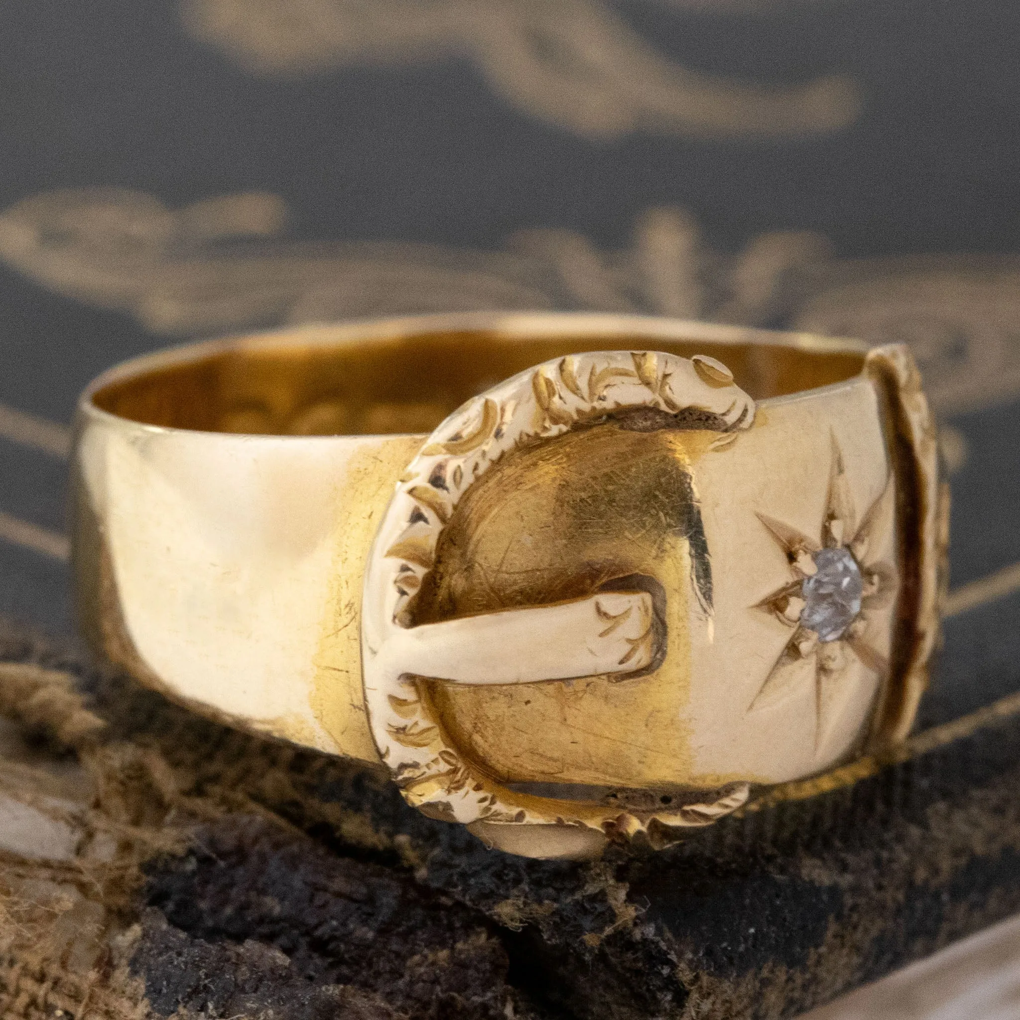 Antique English Diamond Star Buckle Band