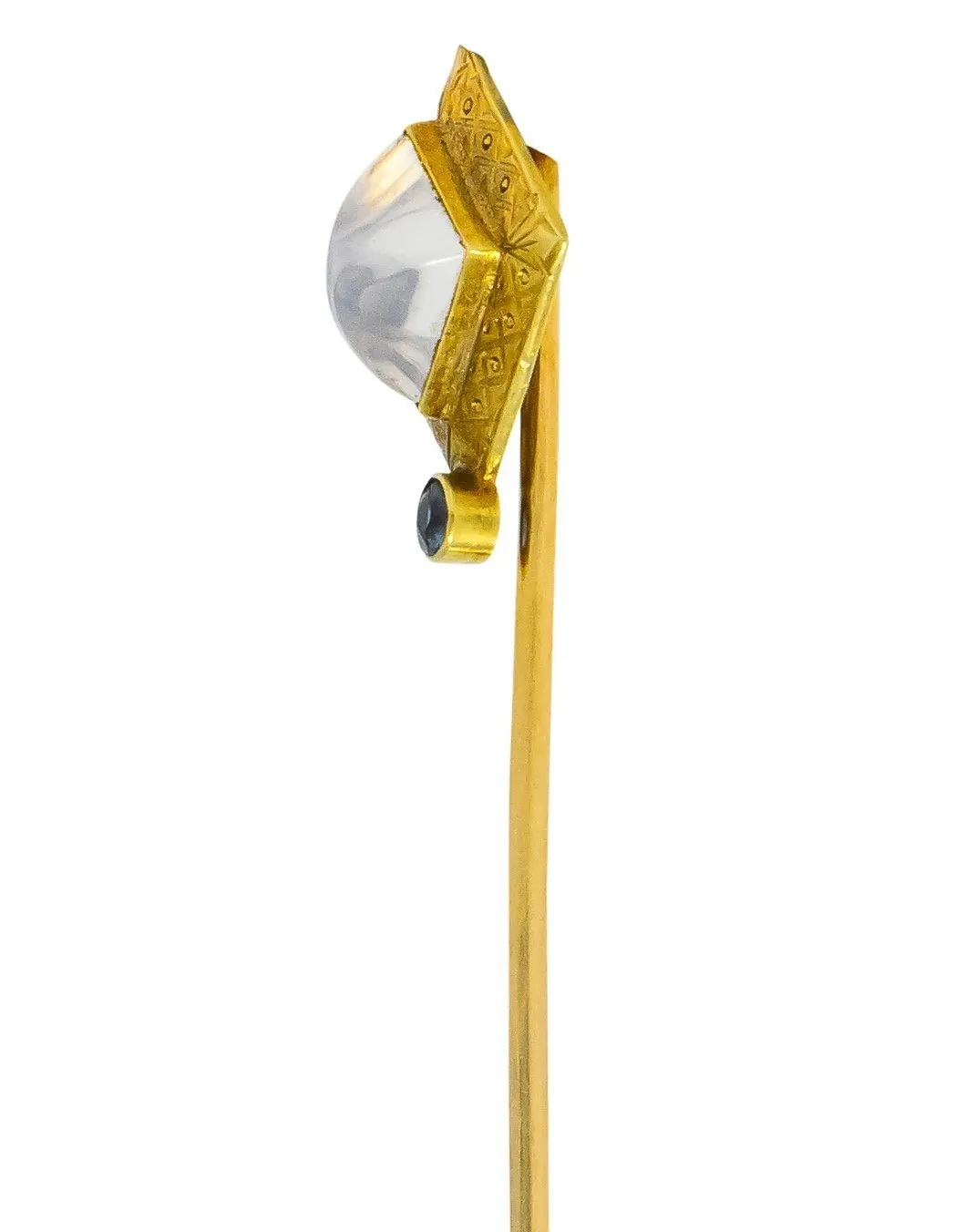 Art Nouveau Moonstone Sapphire 14 Karat Gold Stickpin