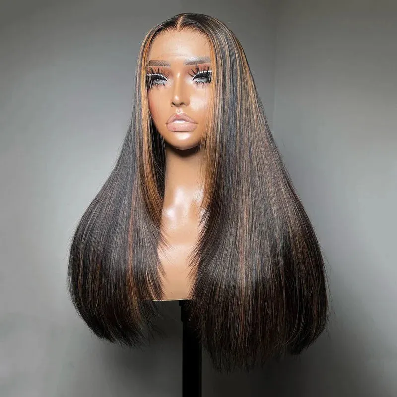 Ashimary Layer Cut 5x5 Transparent Lace Highlight Salon Fashion Wig 180% Density