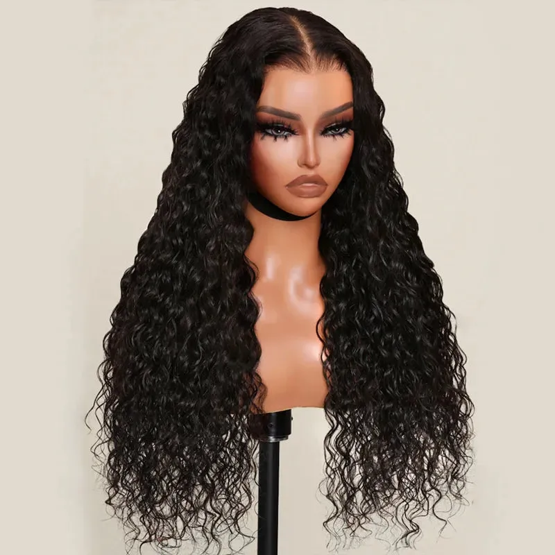 Ashimary Water Wave Glueless 5x5 HD Transparent Closure Wig Brazilian Human Hair Wig Natural Color