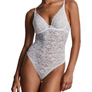 Aubade Paris Rosessence Care Bodysuit Luxury Lingerie Lace White Opal 38E $160
