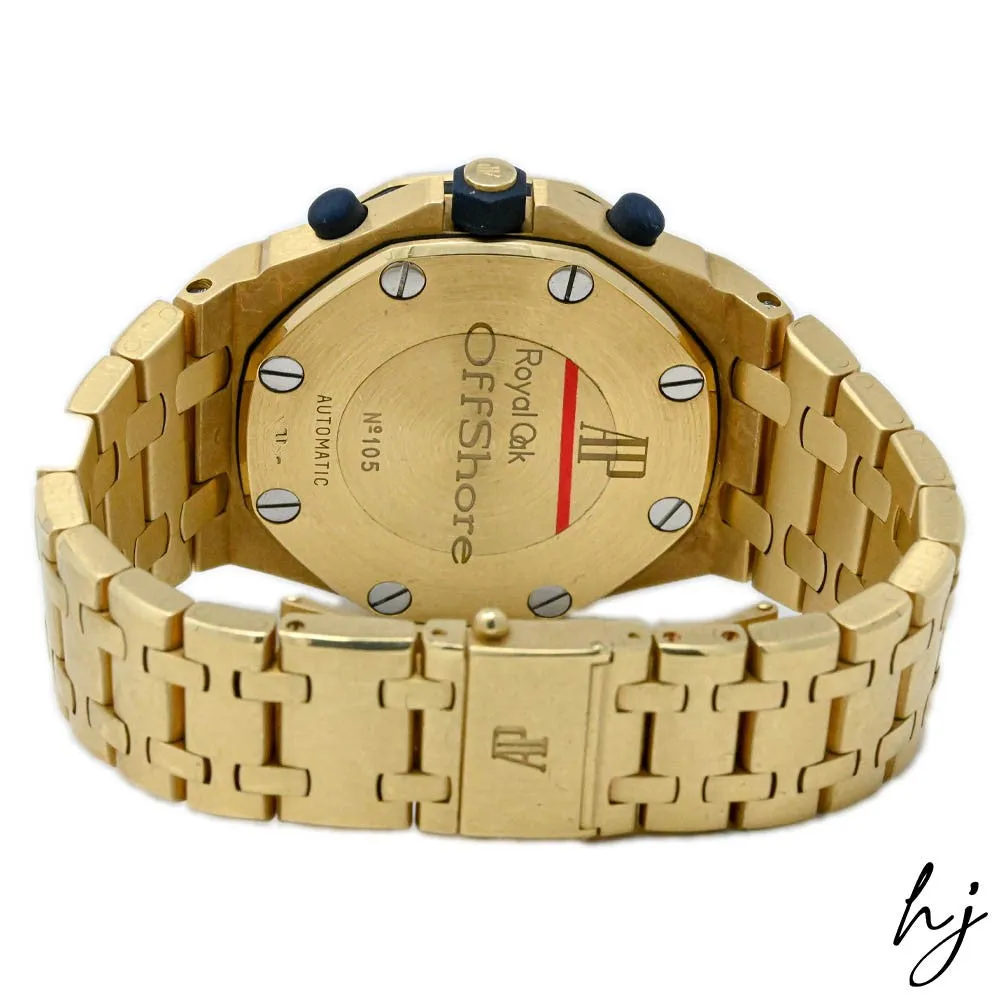 Audemars Piguet Men's Royal Oak Offshore 18K Yellow Gold 42mm White Stick Dial Watch Ref# 25721BA.O.1000BA.01