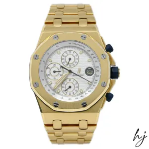 Audemars Piguet Men's Royal Oak Offshore 18K Yellow Gold 42mm White Stick Dial Watch Ref# 25721BA.O.1000BA.01