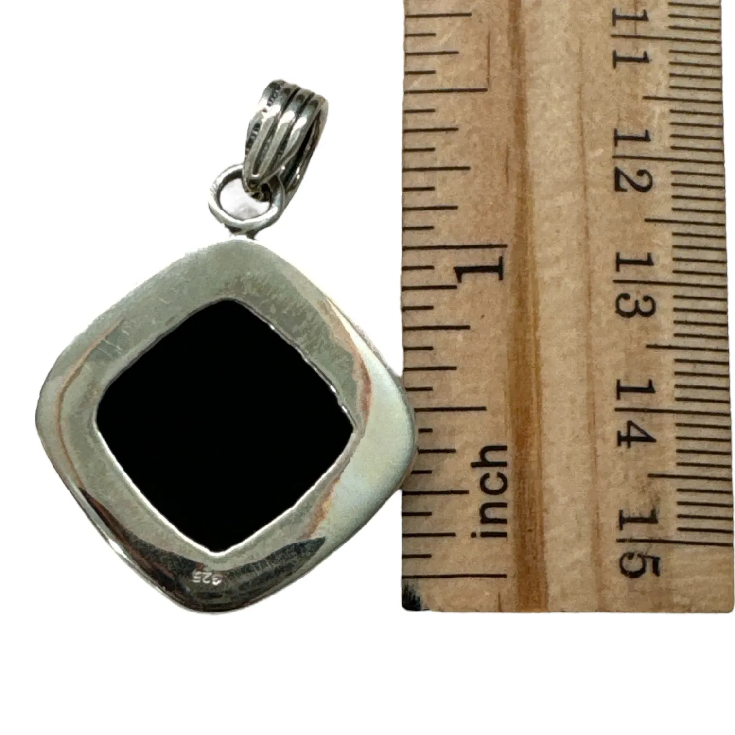Aurora Opal & Onyx Solid 925 Sterling Silver Pendant