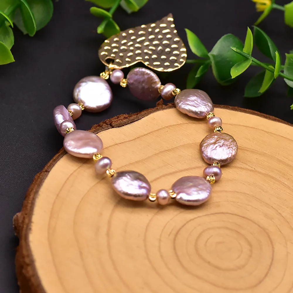 Baroque Natural Freshwater Pearl Bracelet Loving Heart Women Fashion Jewelry