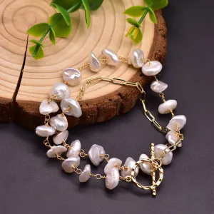 Baroque Natural Freshwater Pearl Bracelet Necklace Women Fashion Charm Jewelry