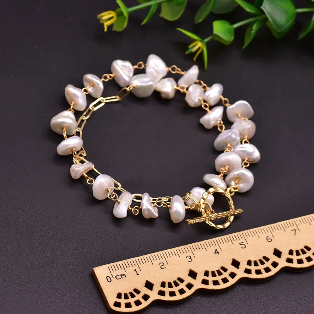 Baroque Natural Freshwater Pearl Bracelet Necklace Women Fashion Charm Jewelry