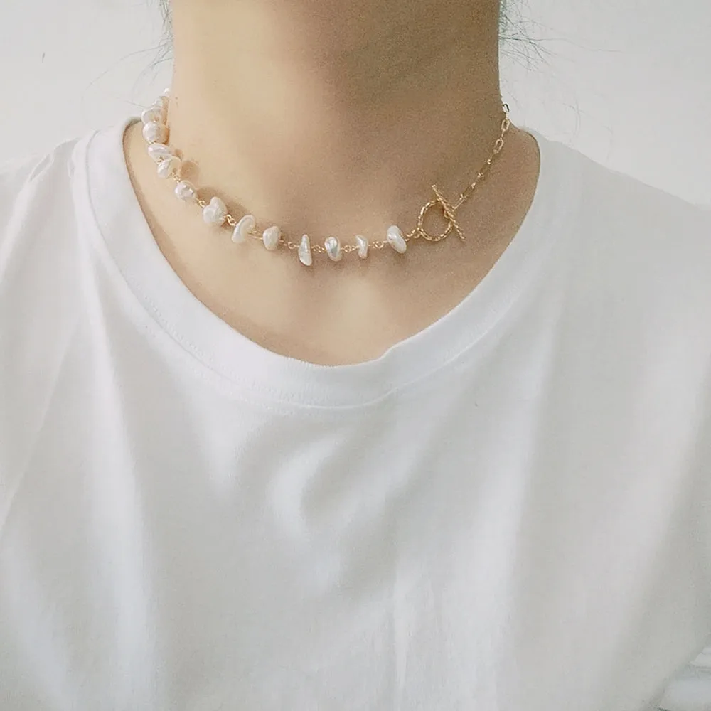 Baroque Natural Freshwater Pearl Bracelet Necklace Women Fashion Charm Jewelry
