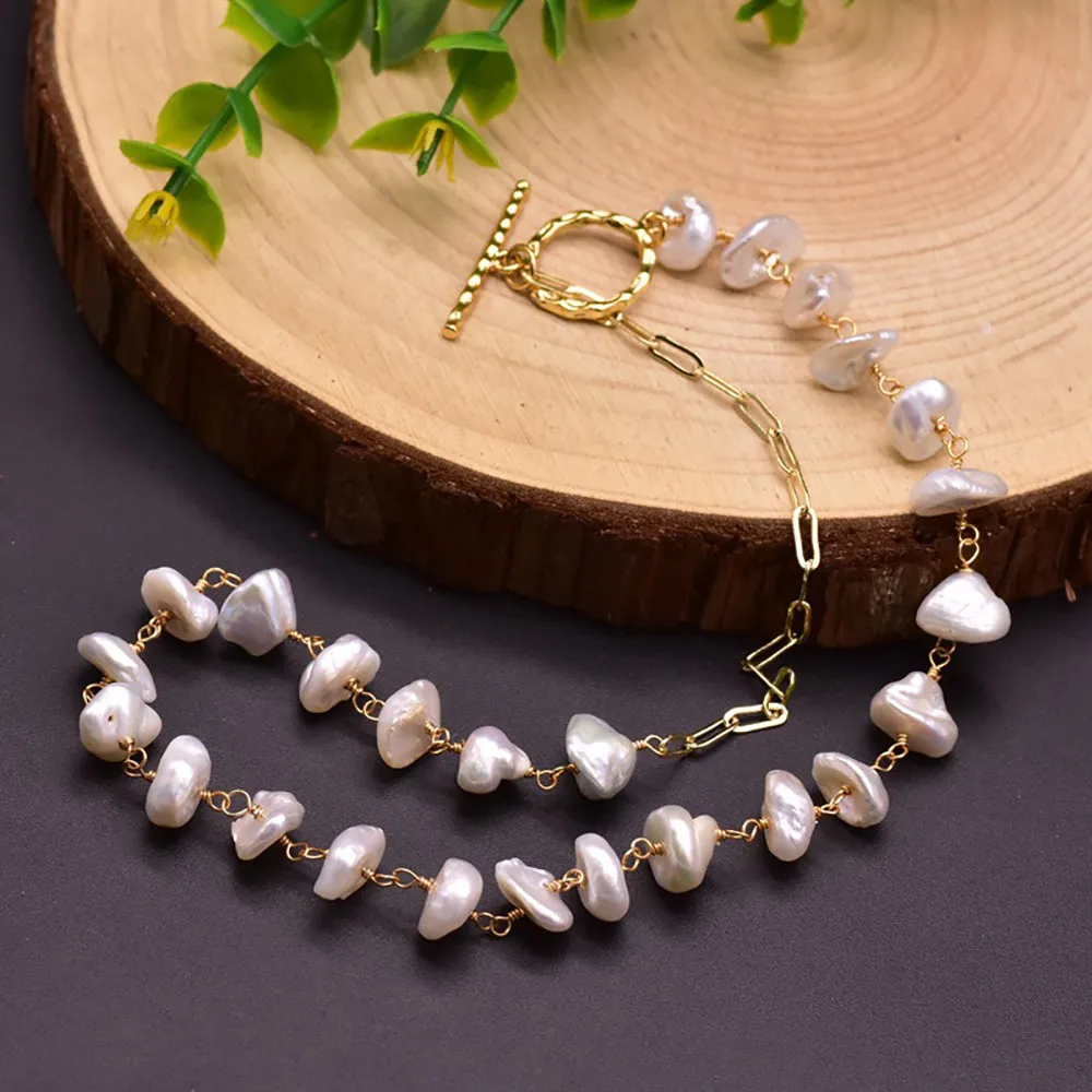 Baroque Natural Freshwater Pearl Bracelet Necklace Women Fashion Charm Jewelry