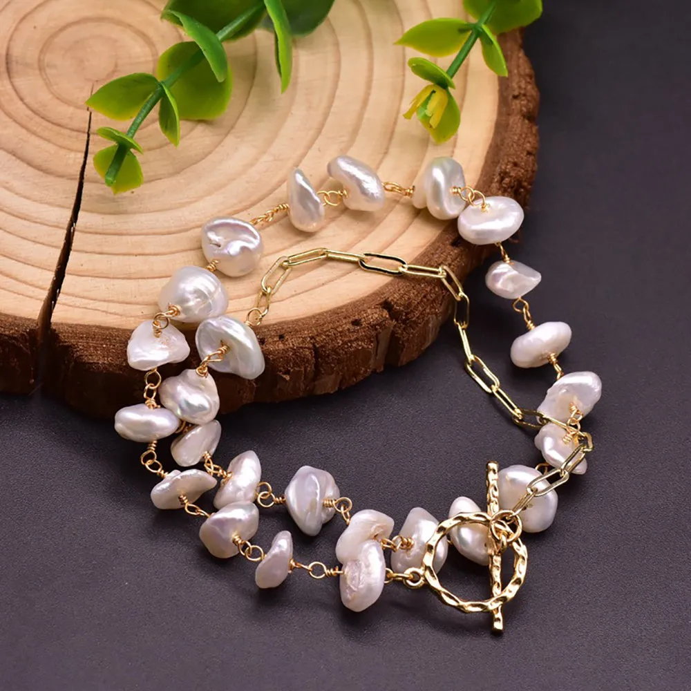 Baroque Natural Freshwater Pearl Bracelet Necklace Women Fashion Charm Jewelry