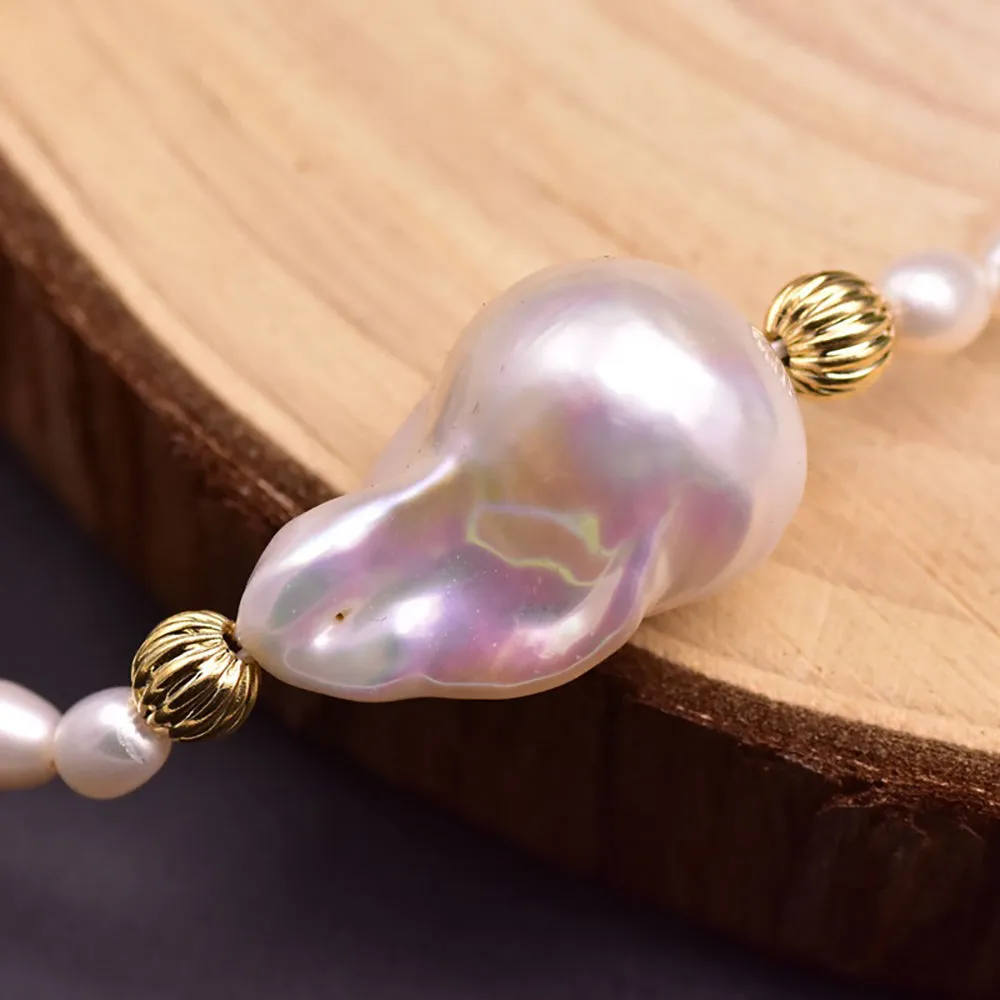 Baroque Natural Freshwater Pearl Bracelet Woman Fashion Statement Jewelry