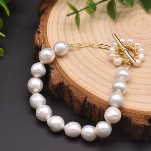 Baroque Natural Freshwater Pearl Bracelet Women Fashion Charm Jewelry 7.9"