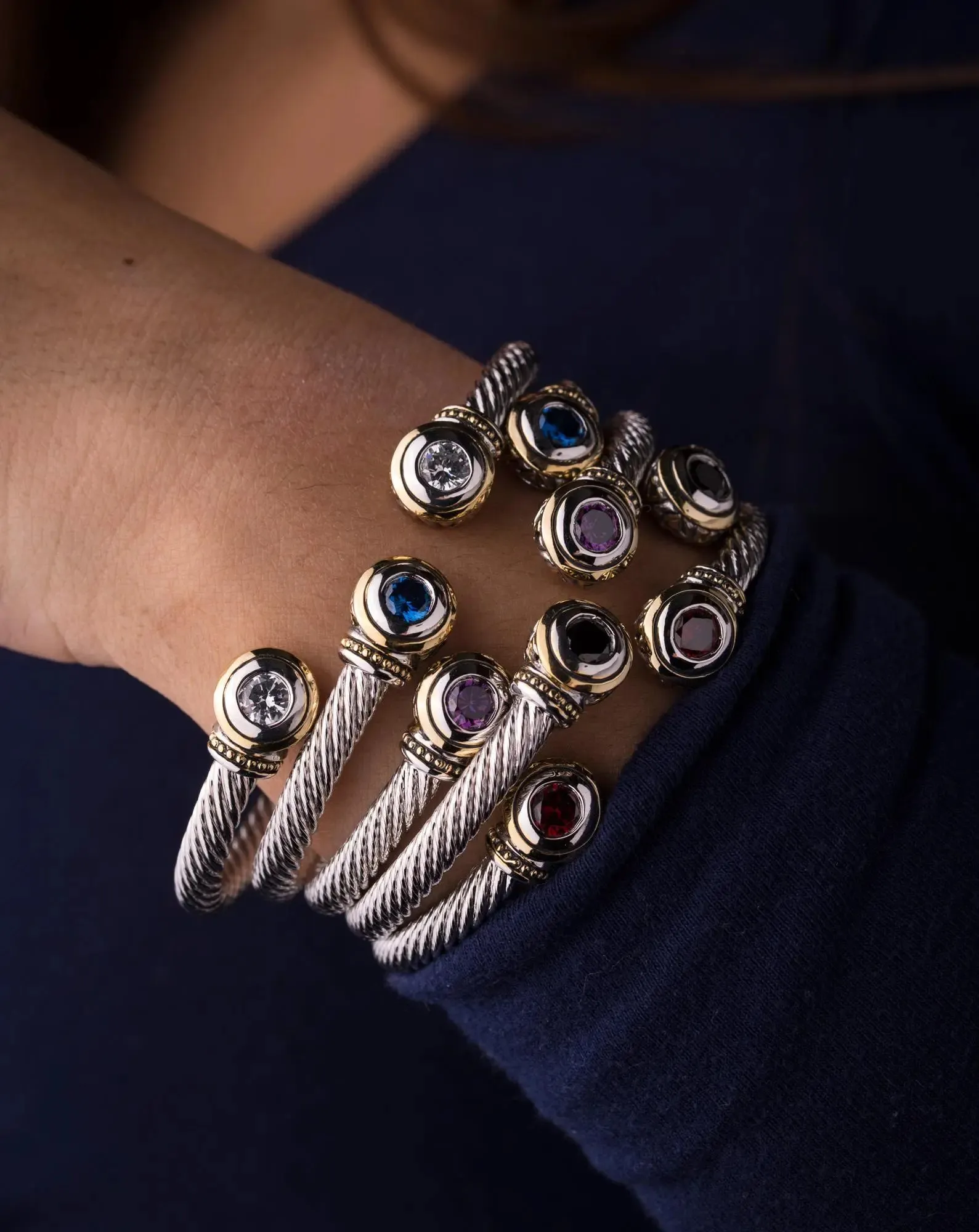 Beijos Collection - Two-Stone Large Cuff Bracelet