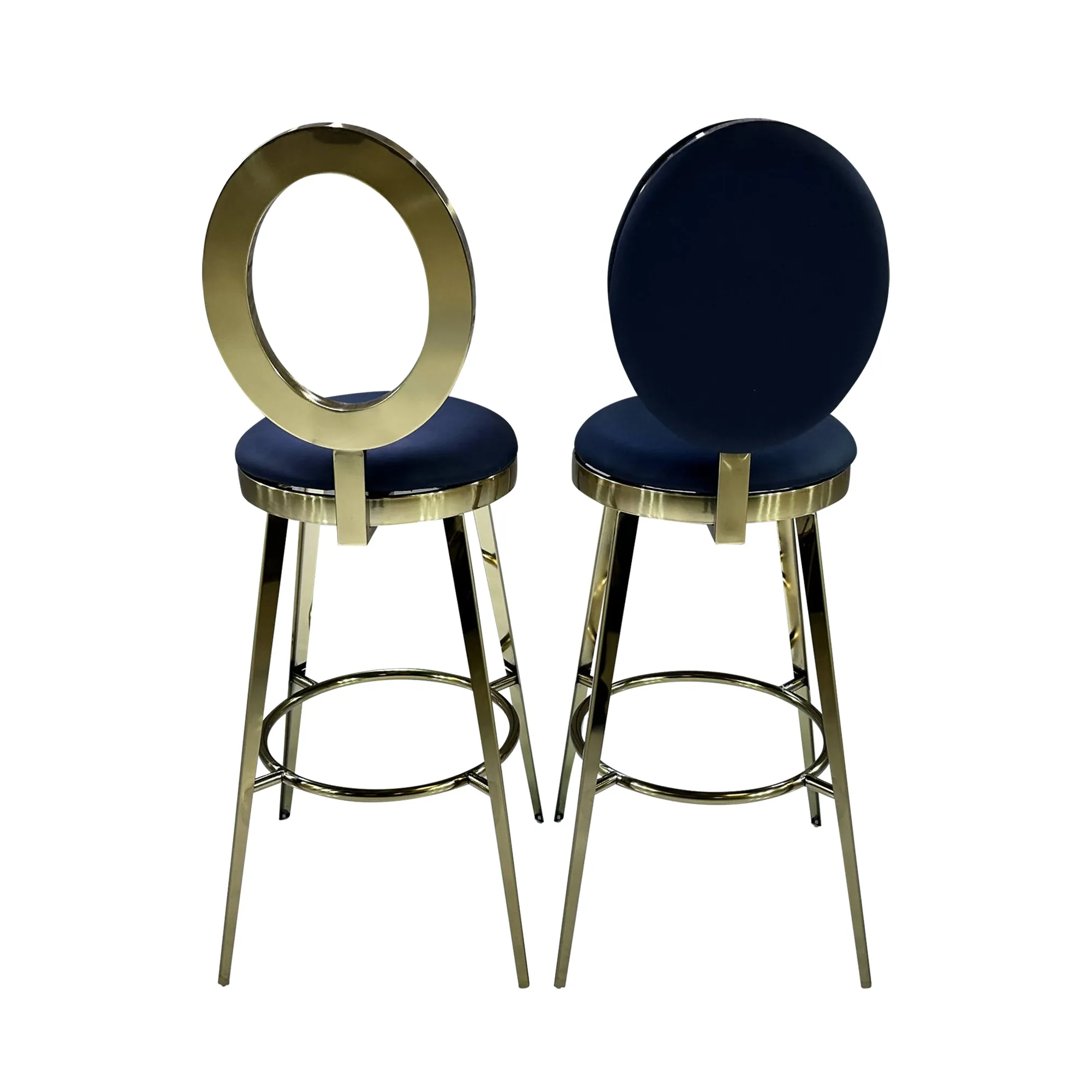 BELLAGIO BARSTOOL - GOLD W/ BLACK LEATHER CUSHION