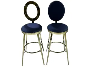 BELLAGIO BARSTOOL - GOLD W/ BLACK LEATHER CUSHION