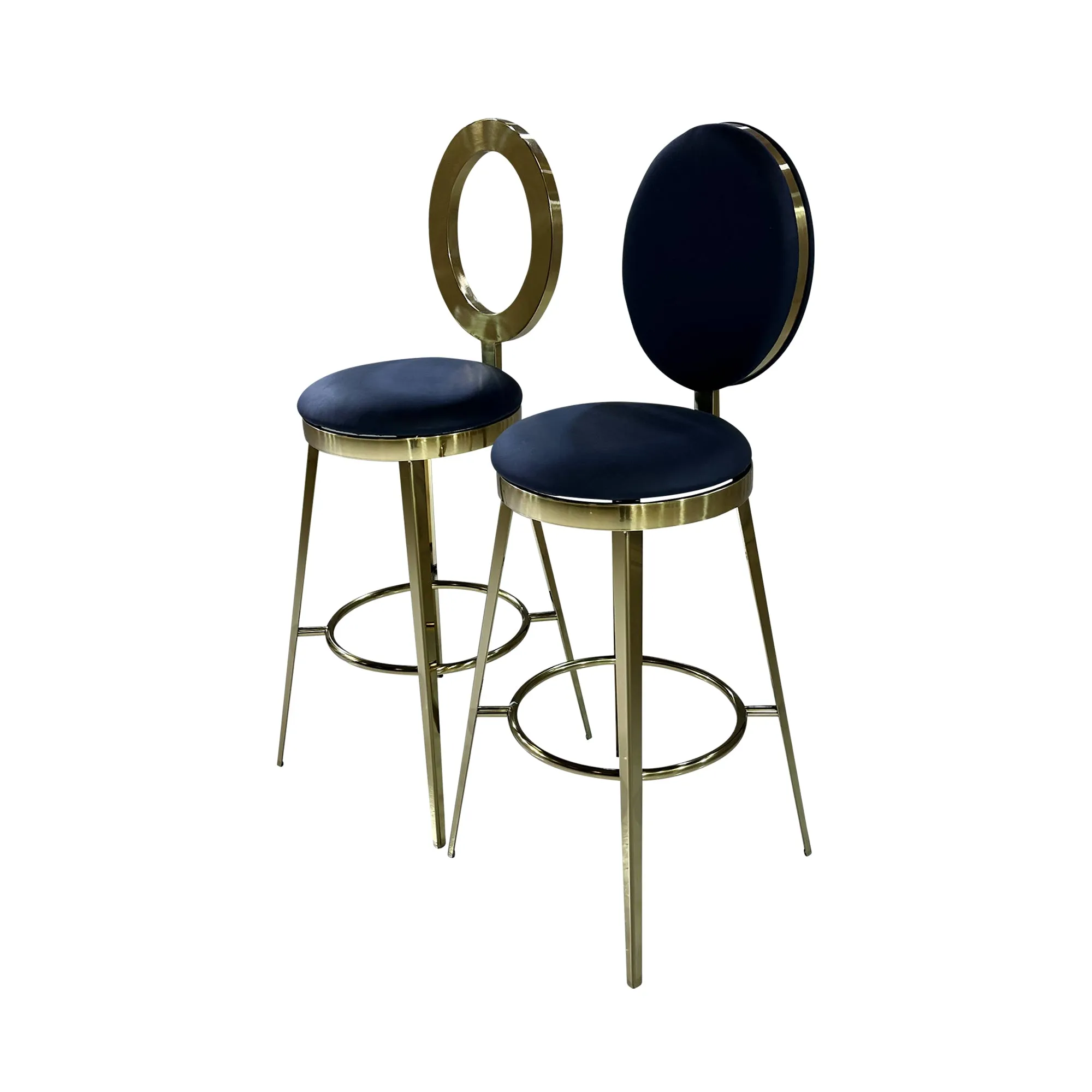 BELLAGIO BARSTOOL - GOLD W/ BLACK LEATHER CUSHION
