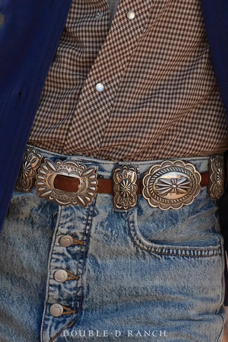 Belt, A Vintage, Concho, Sterling Silver, Stampwork & Repousse, Vintage, 253