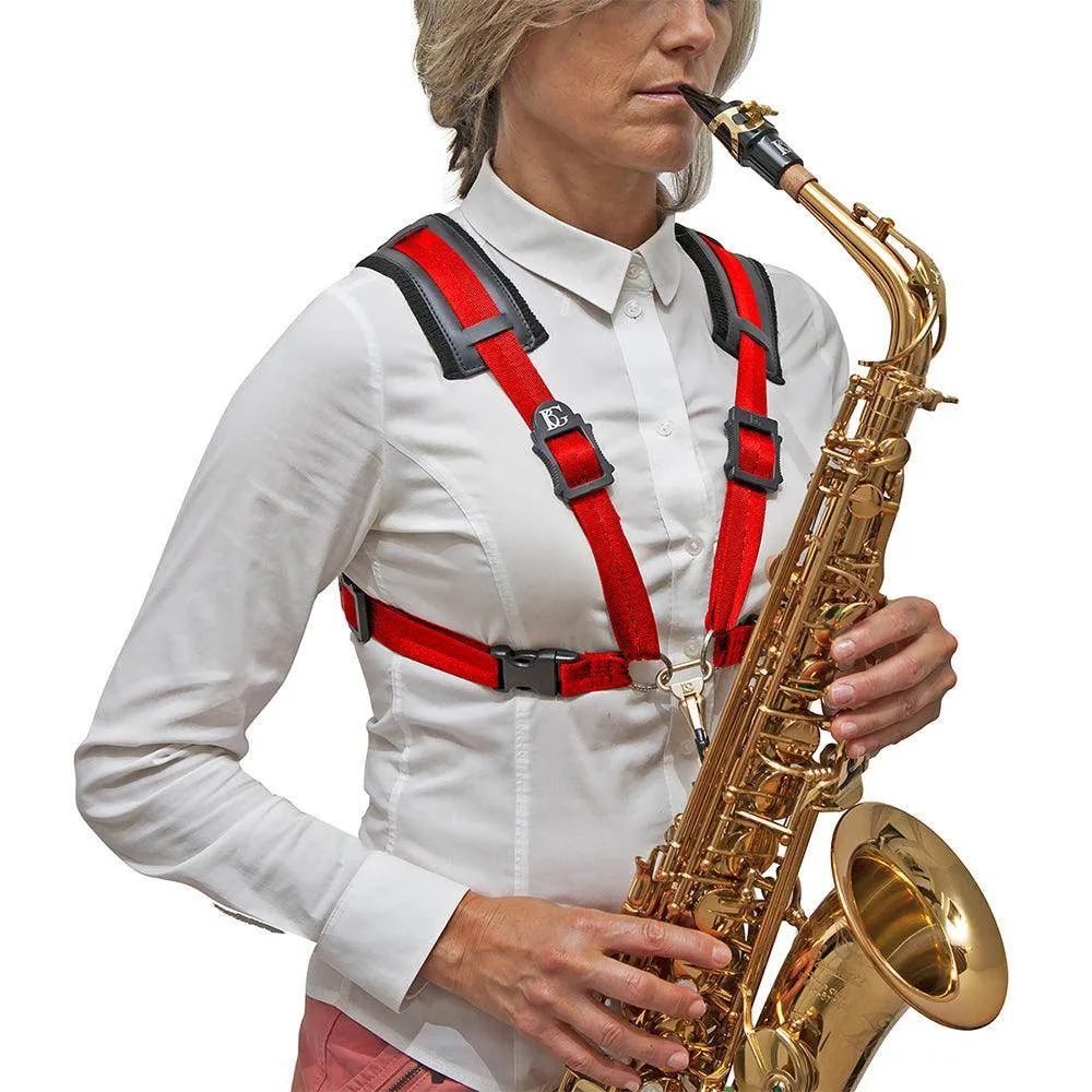 BG Alto, Tenor and Baritone Comfort Harness Women Red Coated Metal Hook