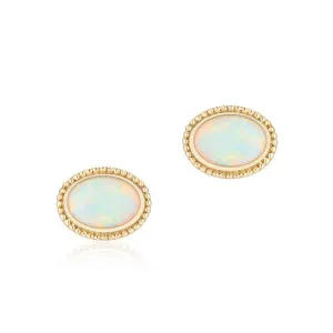 Birks Small Yellow Gold Opal Earrings
