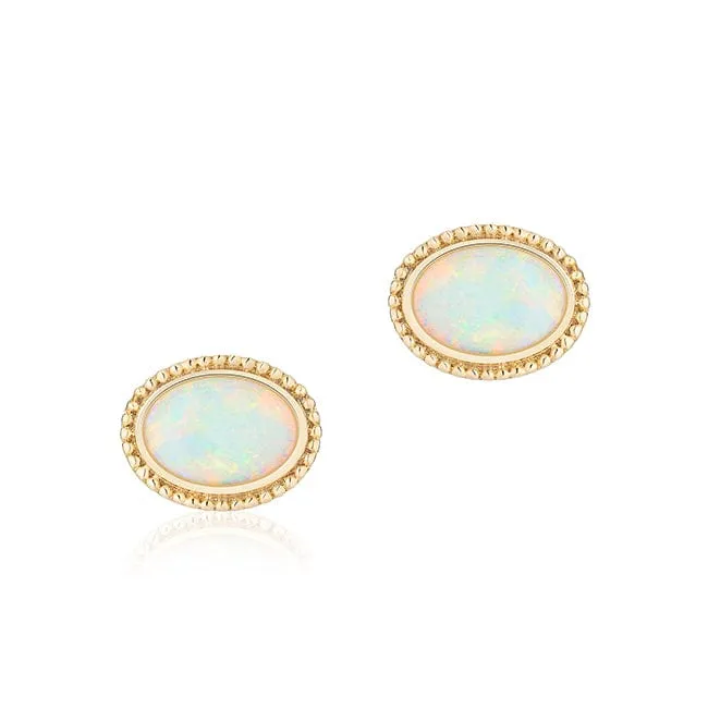 Birks Small Yellow Gold Opal Earrings