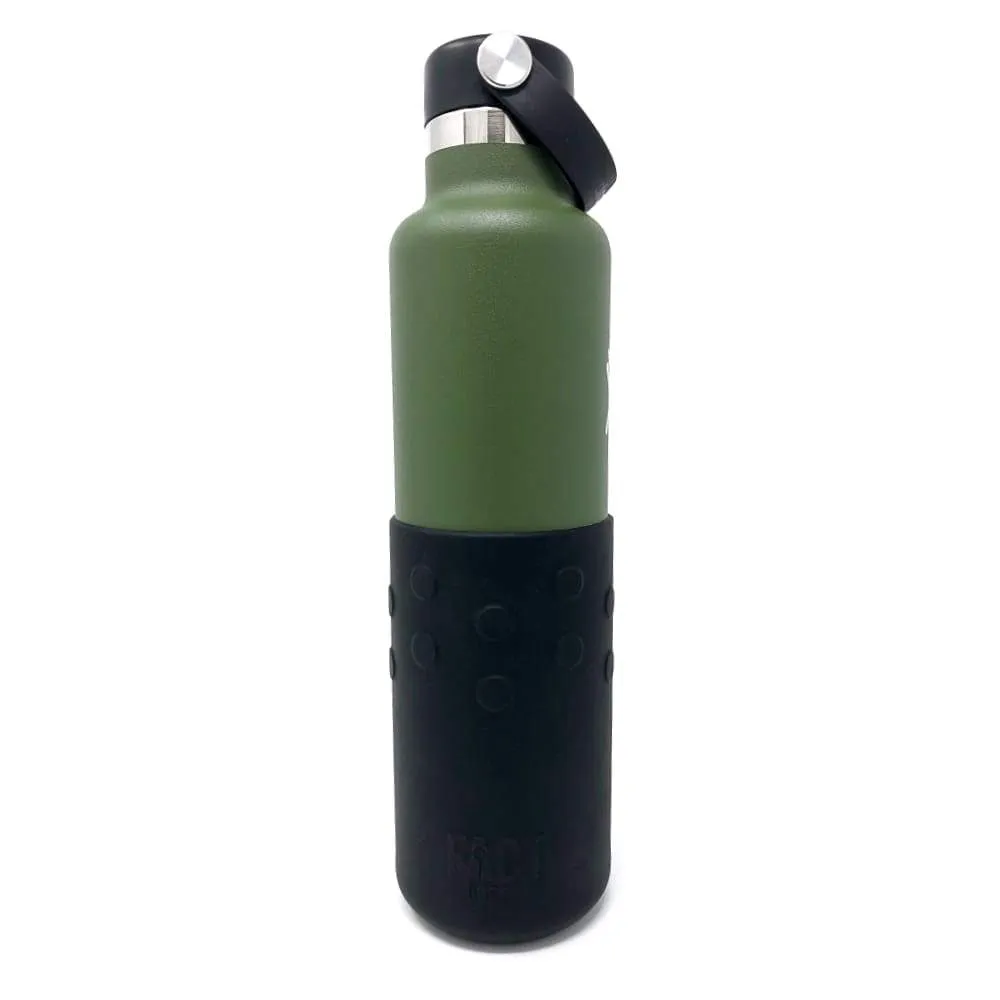 Black GiveGrip™ Silicone Water Bottle Sleeve compatible with 17oz Swell Bottles and 18-24oz Hydro Flask