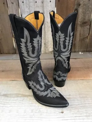 Black Nubuck All Over Stitch Tres Outlaws Men's Classic  3377@