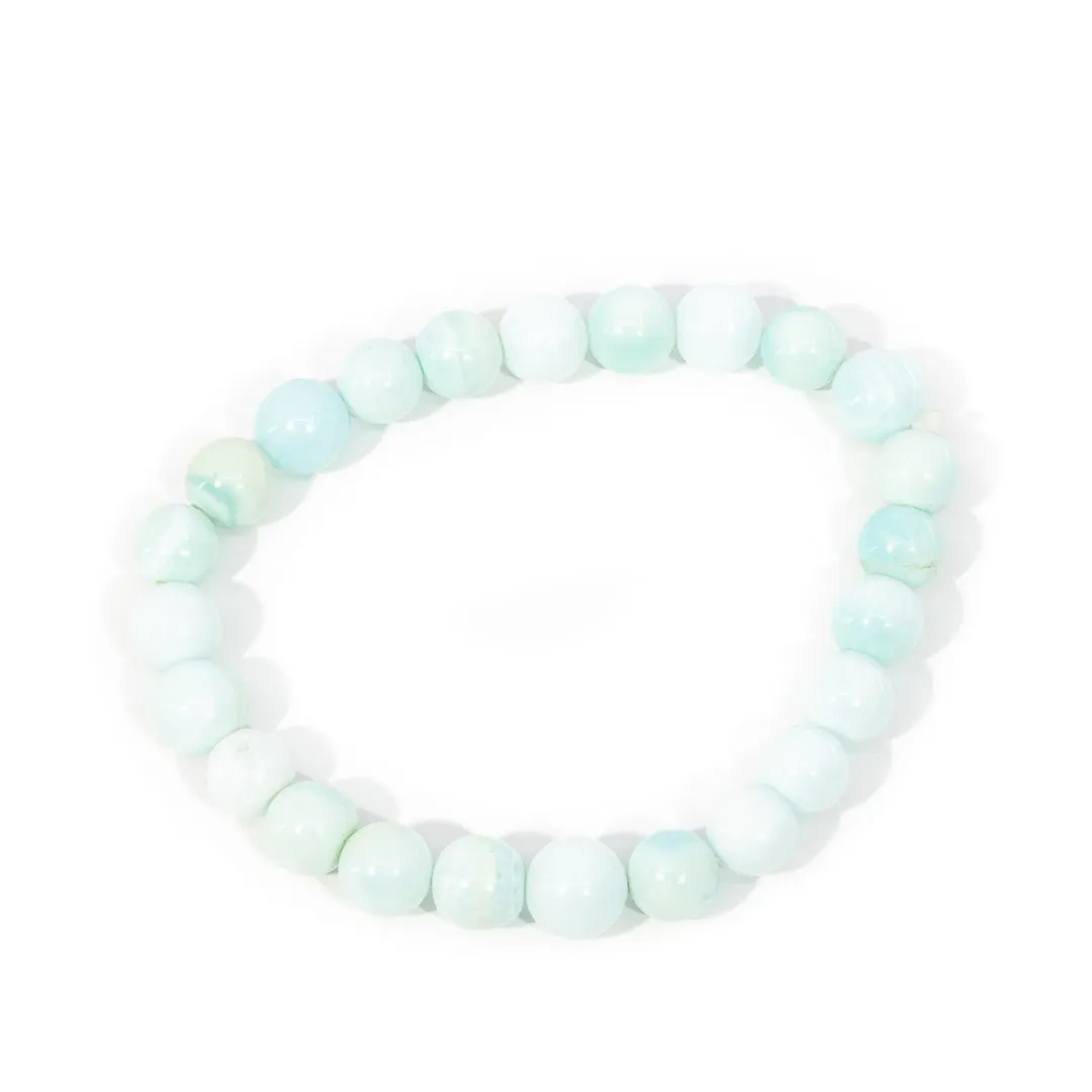Blue Opal 8mm Beaded Bracelet