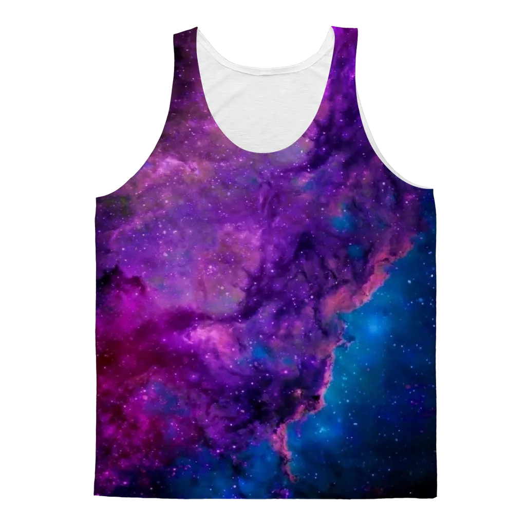 Blue Purple Space Nebula Adult Tank Top