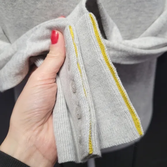 Boden soft grey crew neck sweater with wrist button details