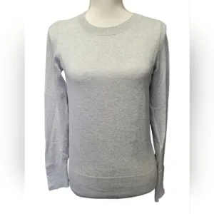 Boden soft grey crew neck sweater with wrist button details