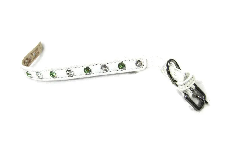 Brie Christmas Leather Cat Collar with Single Row Crystals