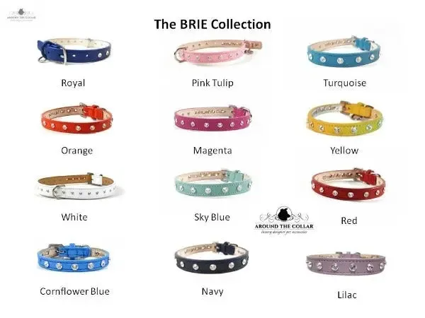 Brie Leather Collar with Single Row Clear Crystals