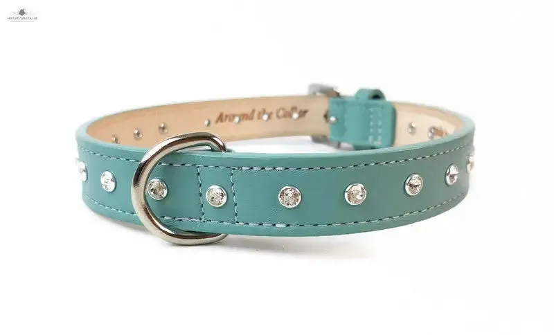 Brie Leather Collar with Single Row Clear Crystals