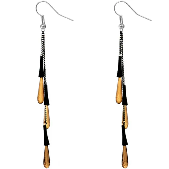 Brown Long Transparent Cascade Earrings