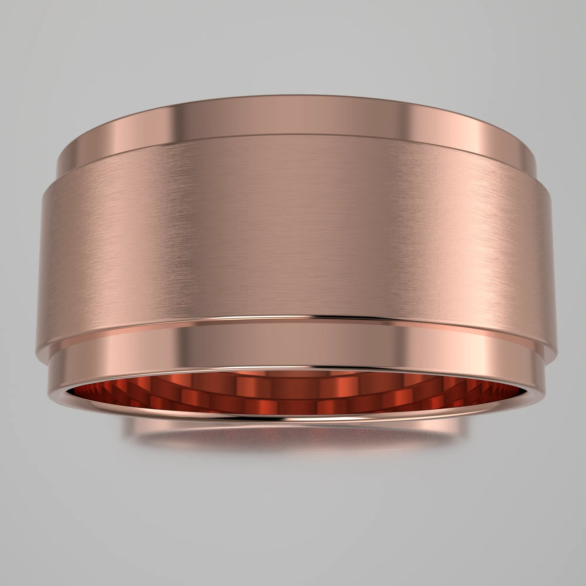 Brushed Rose Gold 9mm Step Edge Wedding Band