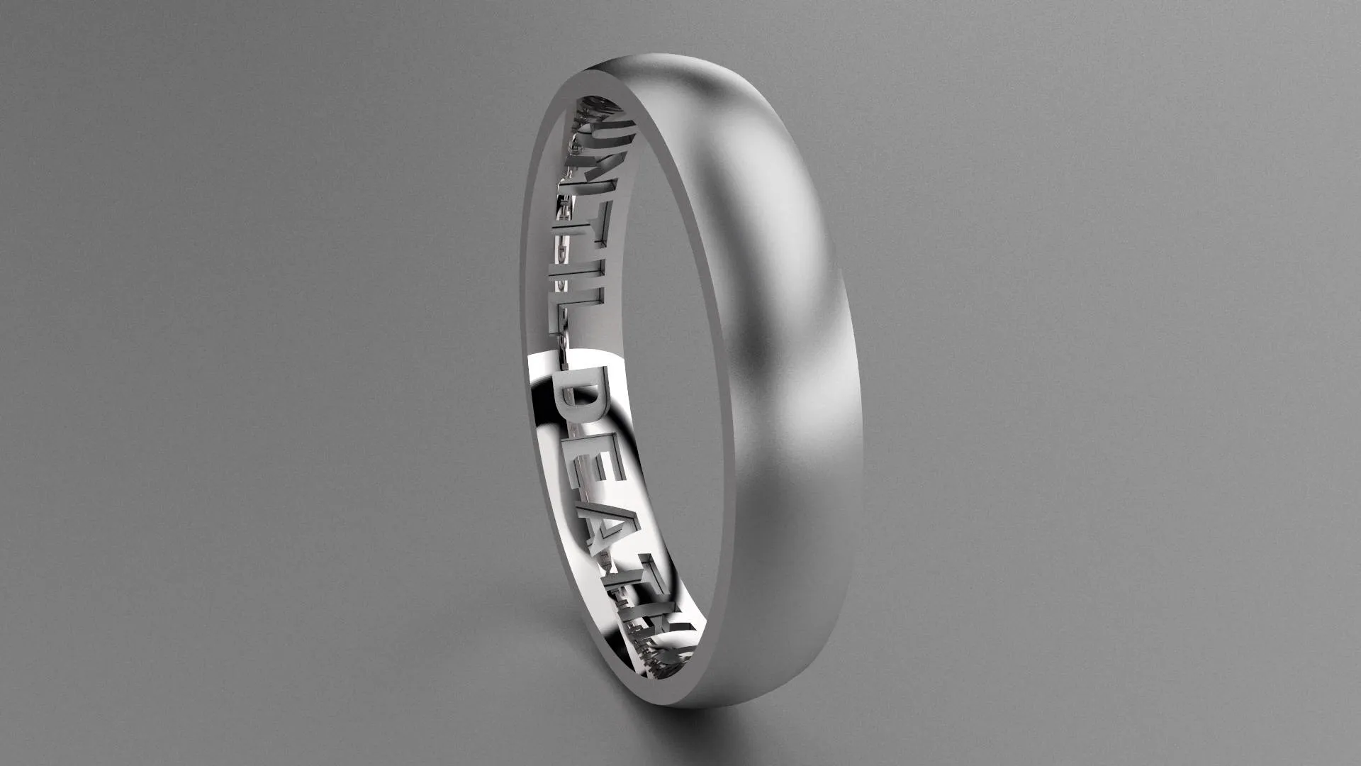 Brushed Sterling Silver 4mm Interior Message Wedding Band