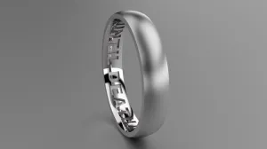 Brushed Sterling Silver 4mm Interior Message Wedding Band