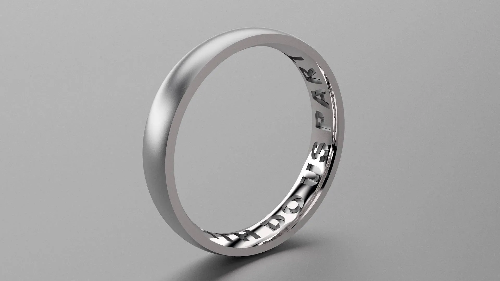 Brushed Sterling Silver 4mm Interior Message Wedding Band