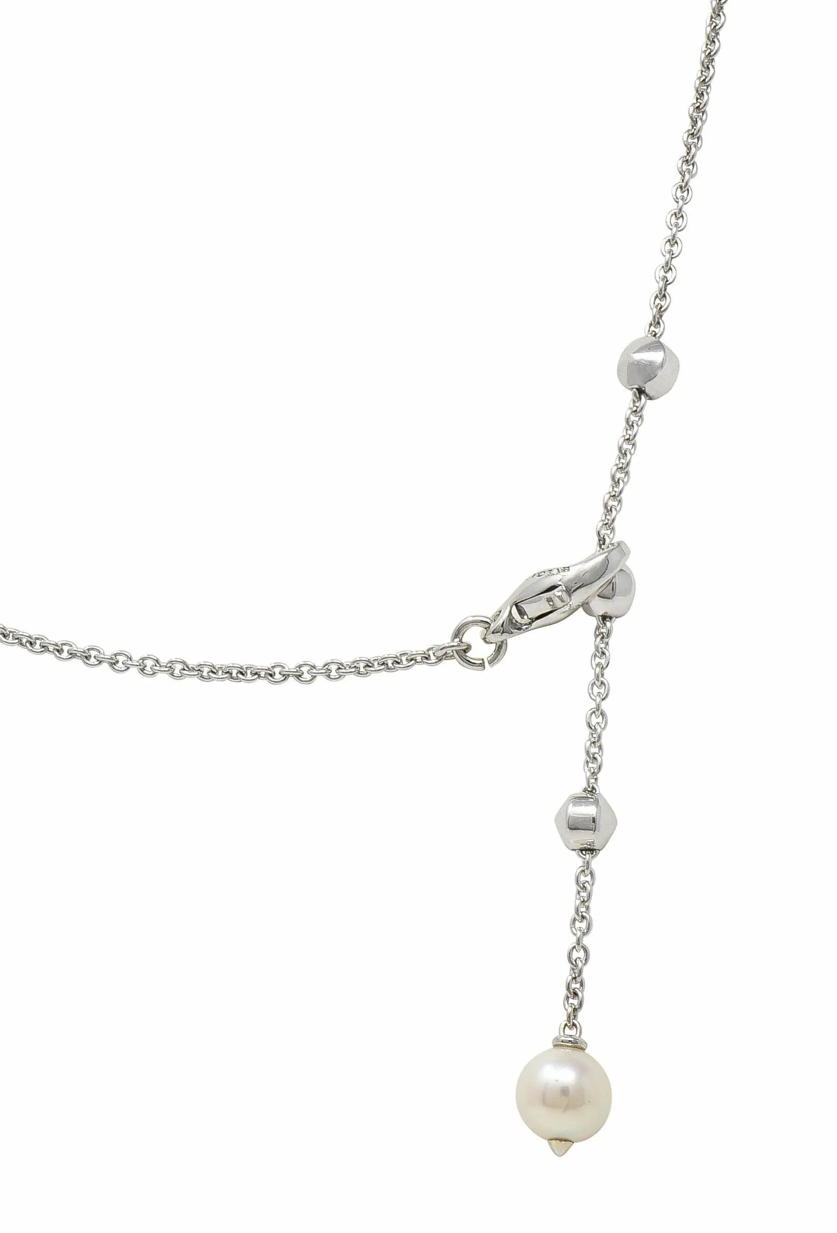 Bulgari 2000 Diamond Pearl 18 Karat White Gold Vintage Y2K Lucia Swagged Drop Necklace