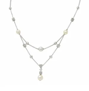 Bulgari 2000 Diamond Pearl 18 Karat White Gold Vintage Y2K Lucia Swagged Drop Necklace