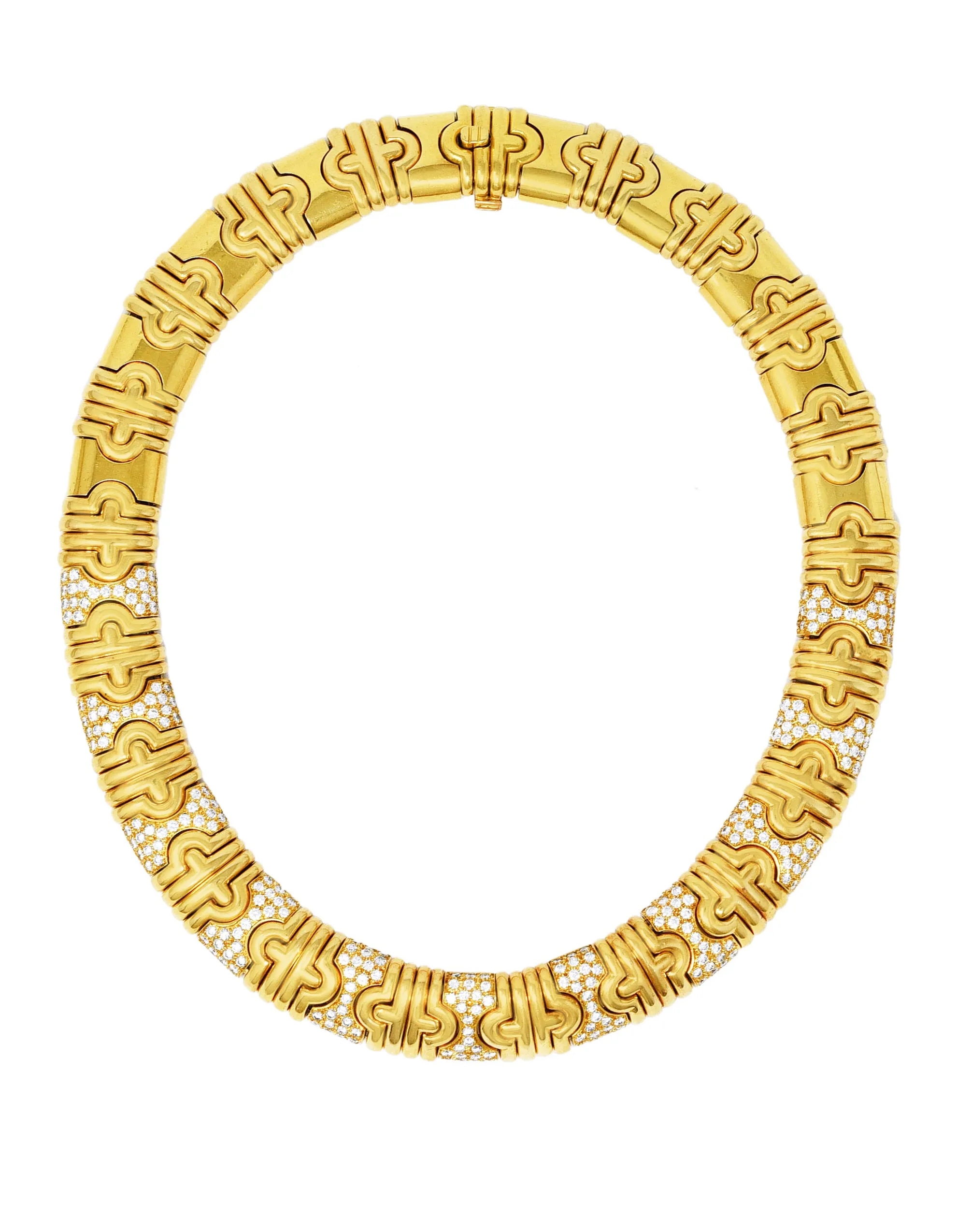 Bulgari 8.50 CTW Pavè Diamond 18 Karat Gold Vintage Parentesi Collar Necklace