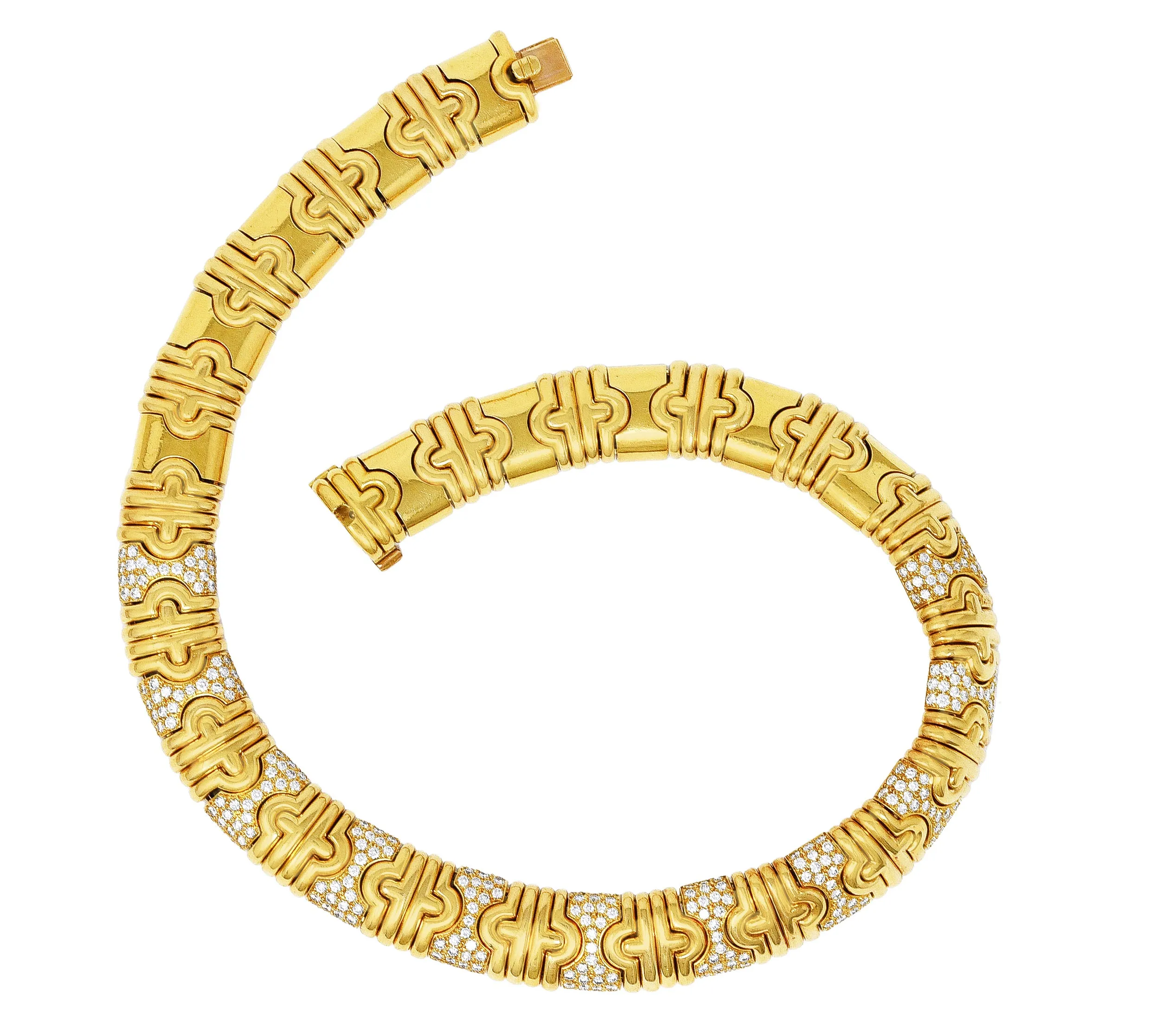 Bulgari 8.50 CTW Pavè Diamond 18 Karat Gold Vintage Parentesi Collar Necklace