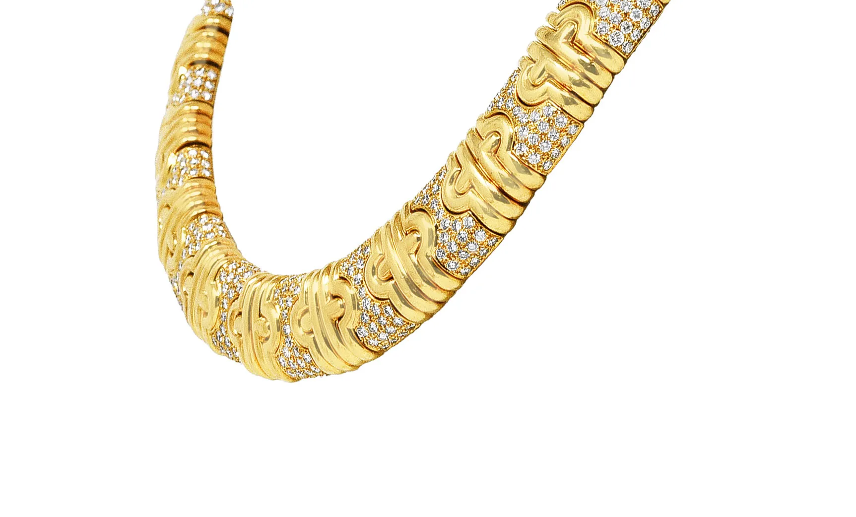 Bulgari 8.50 CTW Pavè Diamond 18 Karat Gold Vintage Parentesi Collar Necklace