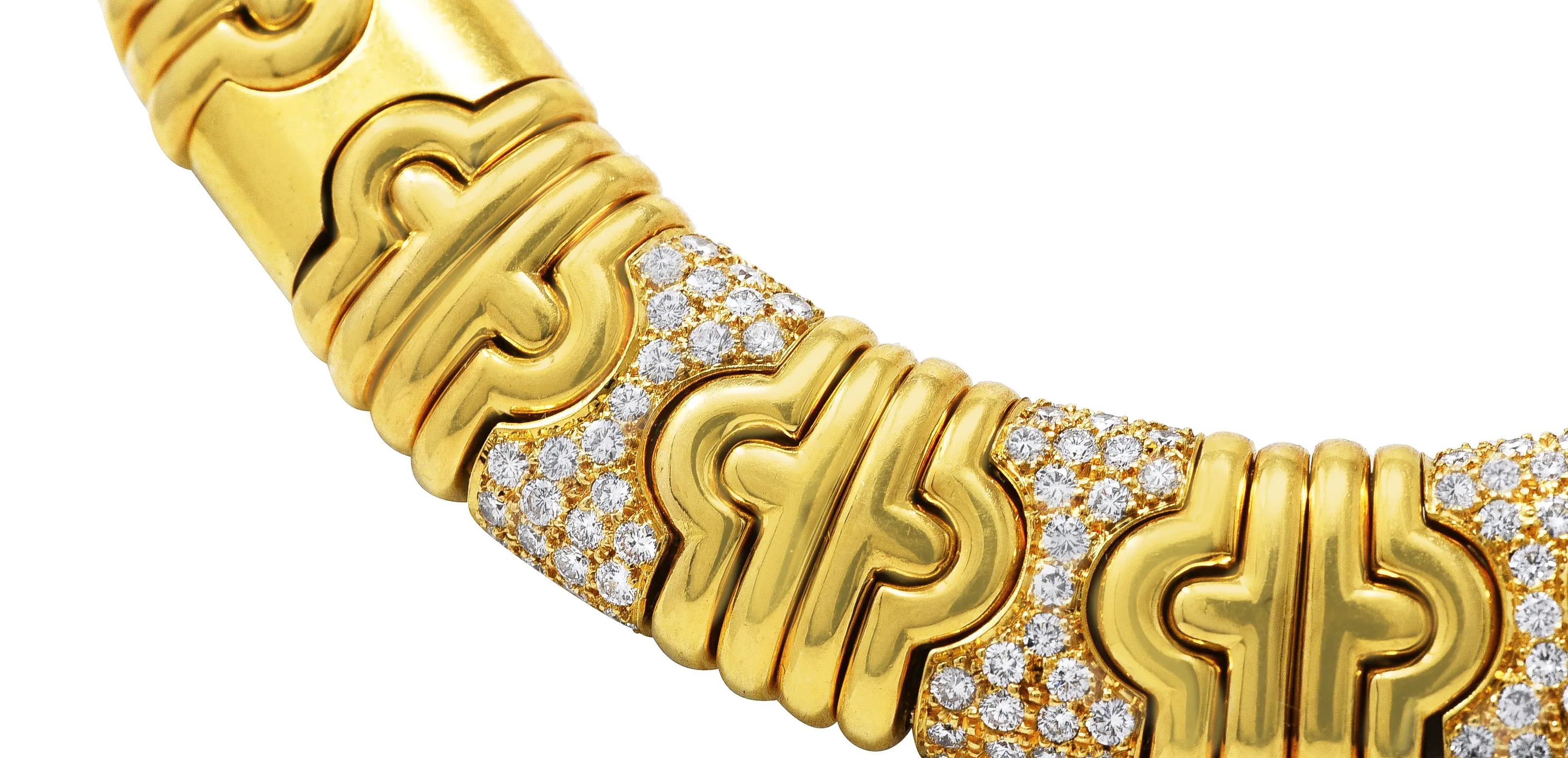 Bulgari 8.50 CTW Pavè Diamond 18 Karat Gold Vintage Parentesi Collar Necklace