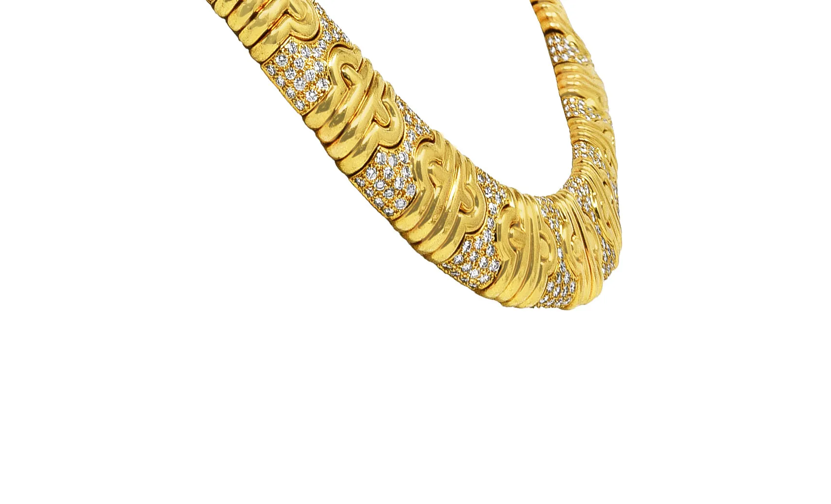 Bulgari 8.50 CTW Pavè Diamond 18 Karat Gold Vintage Parentesi Collar Necklace