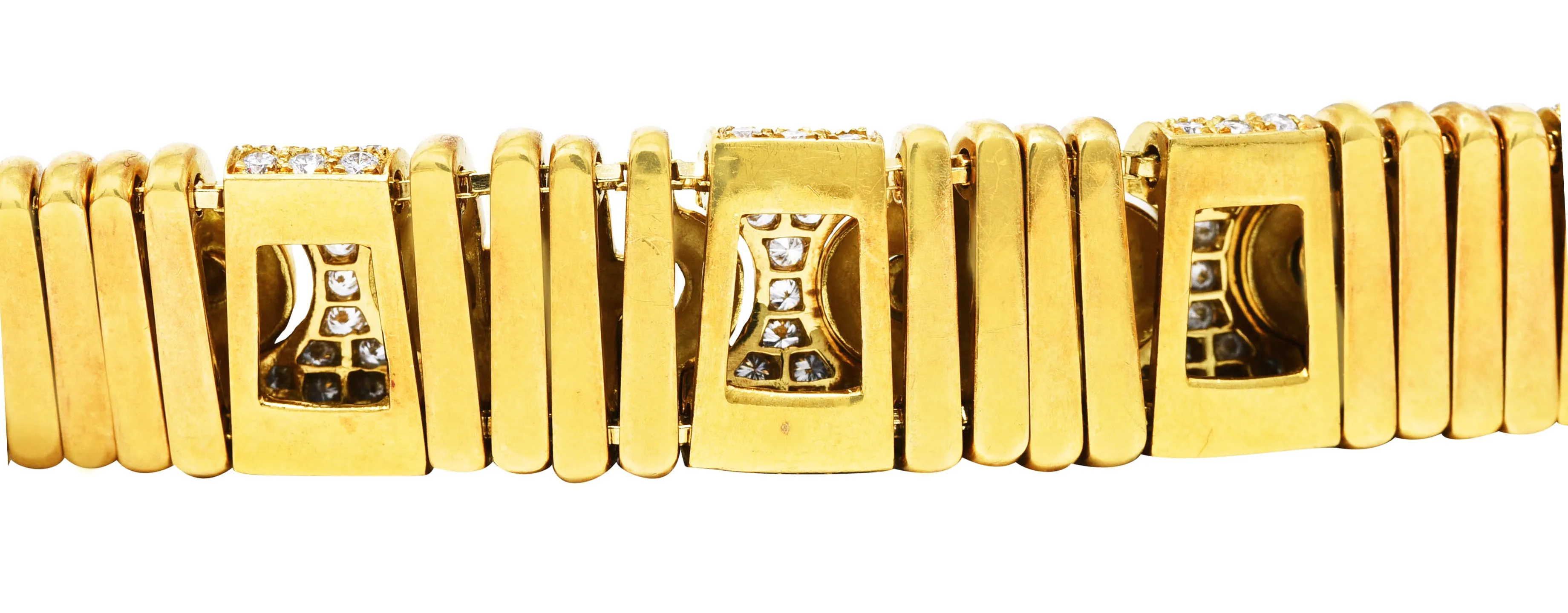 Bulgari 8.50 CTW Pavè Diamond 18 Karat Gold Vintage Parentesi Collar Necklace