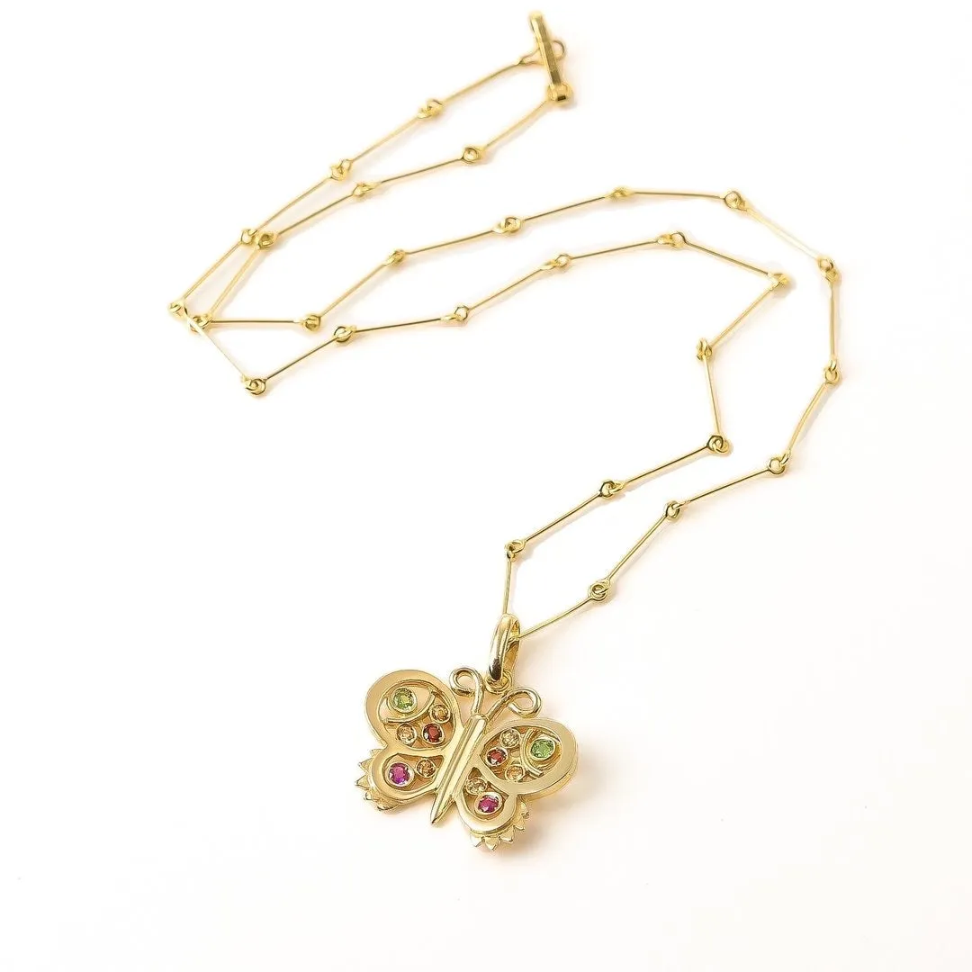 Butterfly Pendant with Rubies, Garnets, Tsavorites and Citrines