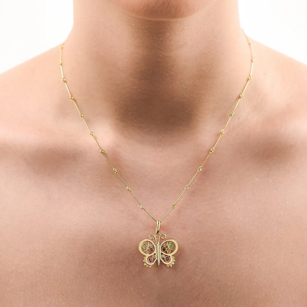 Butterfly Pendant with Rubies, Garnets, Tsavorites and Citrines