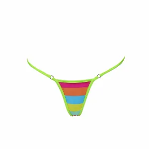CALYPSO BIKINI BOTTOM - CANDY STRIPE / NEON YELLOW