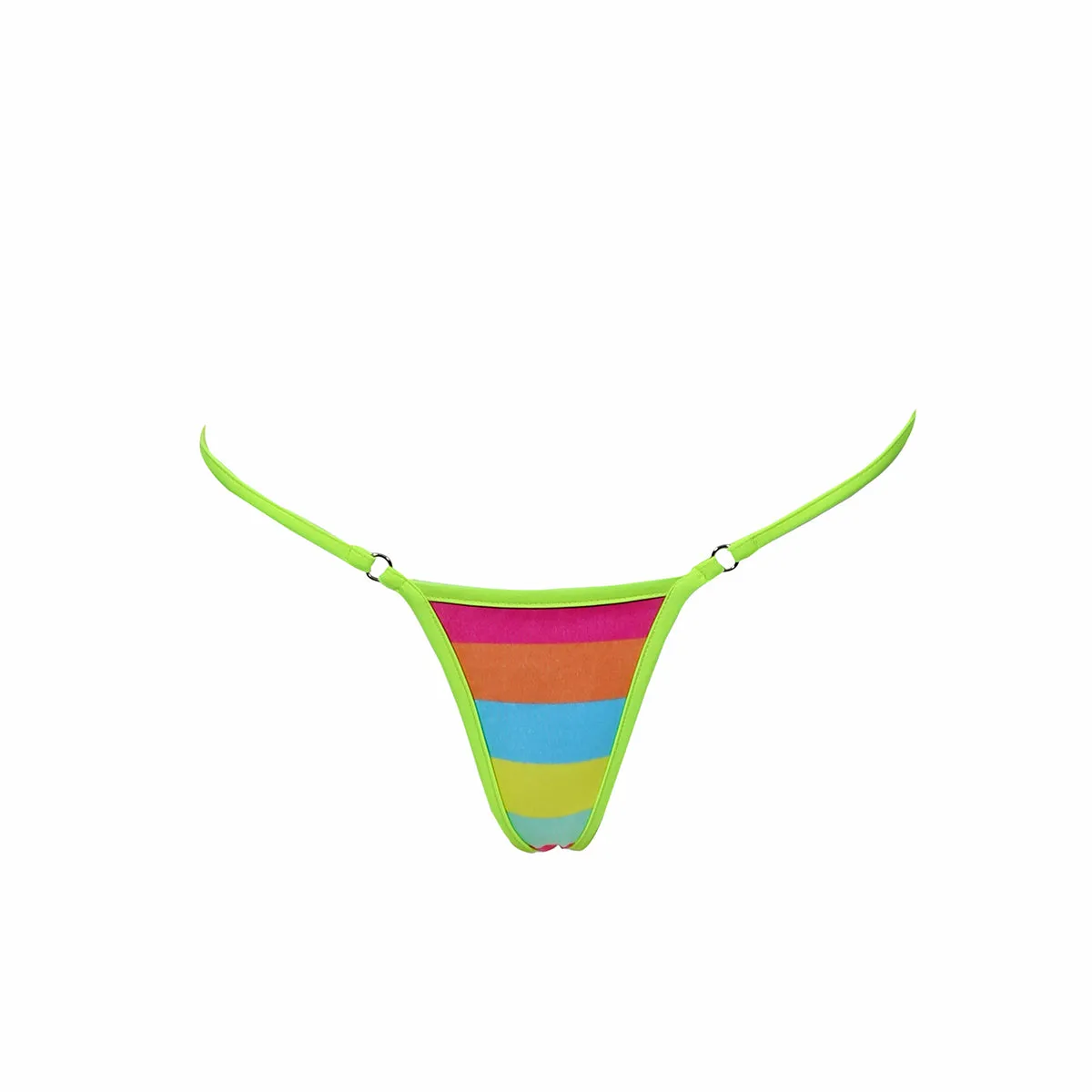 CALYPSO BIKINI BOTTOM - CANDY STRIPE / NEON YELLOW